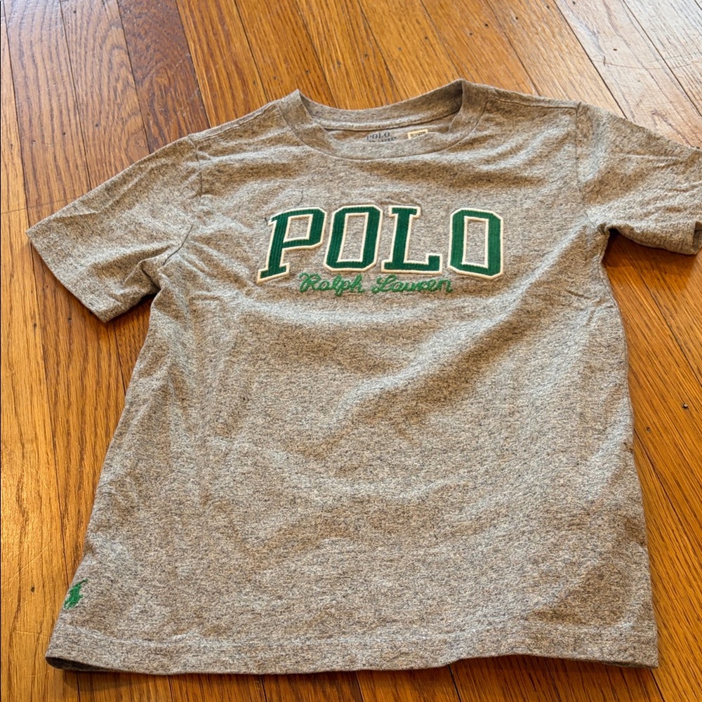 Polo by Ralph Lauren Kids Heather Gray Tee with Green Logo